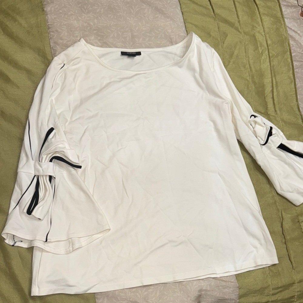 Alfani Cream Boxy Tie Front Blouse‎